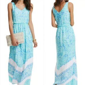 Vineyard Vines - Women's Maxi Palm Leaf Scarf Print Dress in Capri Blue